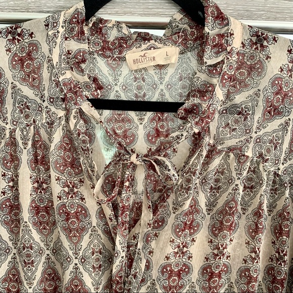 Hollister pretty patterned neck tie boho patterned top - Picture 6 of 6